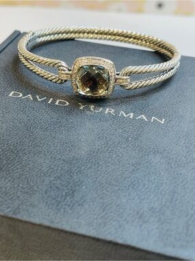 David Yurman Prasiolite Diamond Albion Double Cable Bangle Bracelet